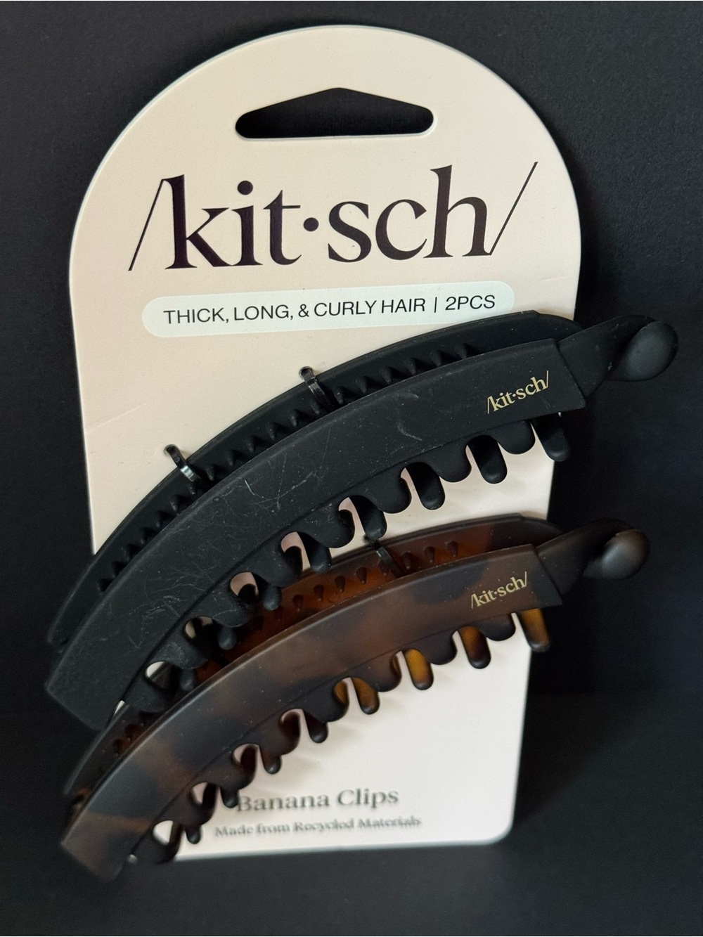Kitsch 2-Pack Banana Hair Clips in Black & Tortoiseshell